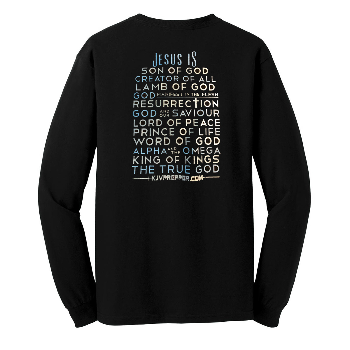 Jesus Is Lord 12 Titles Of Christ Metallic Ice Blue Long Sleeved