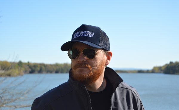 Christian man wearing Make America Born Again hat near Lake Delta in Rome NY