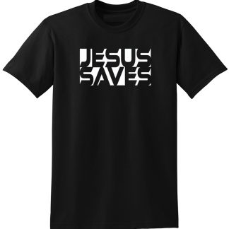 Jesus Saves positive/negative space design Christian shirt - Black