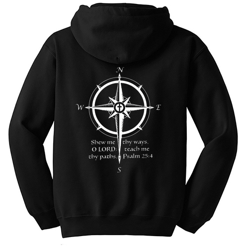 Pathfinder Compass Cross Psalm 25:4 Hooded Sweatshirt - Black