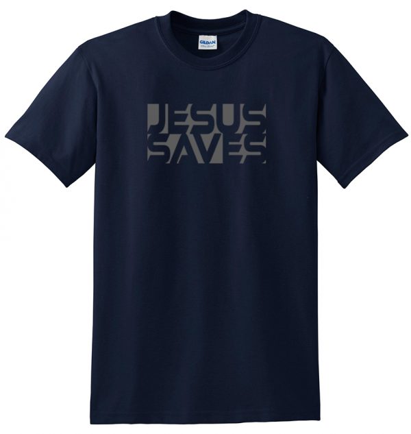 Jesus Saves positive/negative space design Christian shirt - Black