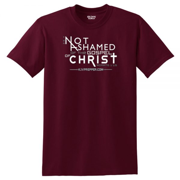 Not Ashamed of the Gospel of Christ - Maroon and Grey - Christian T-Shirt